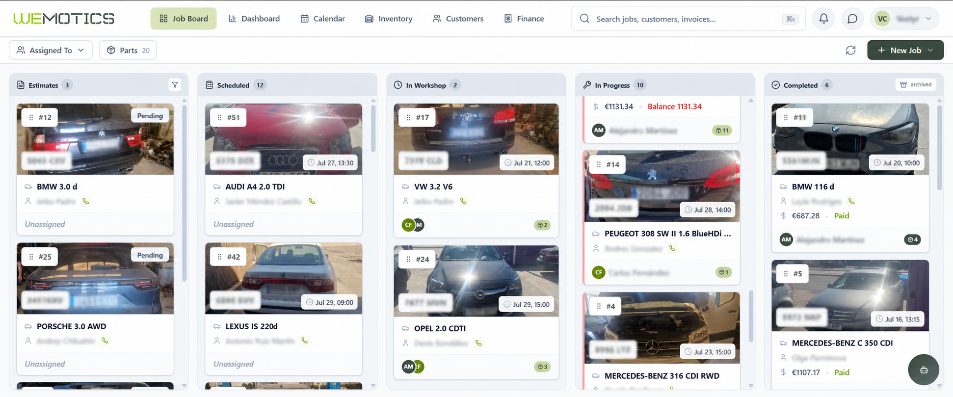 Wemotics job board — live workshop overview